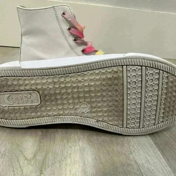 Sugar & Jade Girl's Happy Winky Face Hi Top Canvas Sneakers White Size 1 - Picture 6 of 6